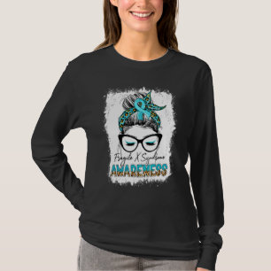 Leopard Messy Bun Fragile X Syndrome Awareness Tea T-Shirt