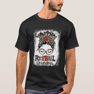 Leopard Messy Bun Grandma Life Football Grandma Mo T-Shirt