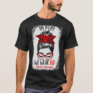 Leopard Messy Bun May We Wear Red Survivor Stroke T-Shirt