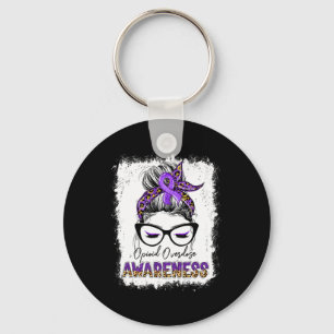 Leopard Messy Bun Opioid Overdose Awareness Purple Key Ring