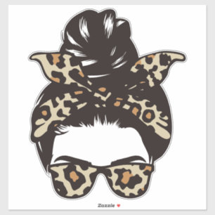 Leopard Messy Bun Sticker – Animal Print Sunglasse