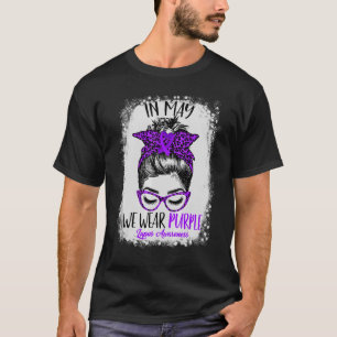 Leopard Messy Hair Bun In May We Wear Purple Lupus T-Shirt