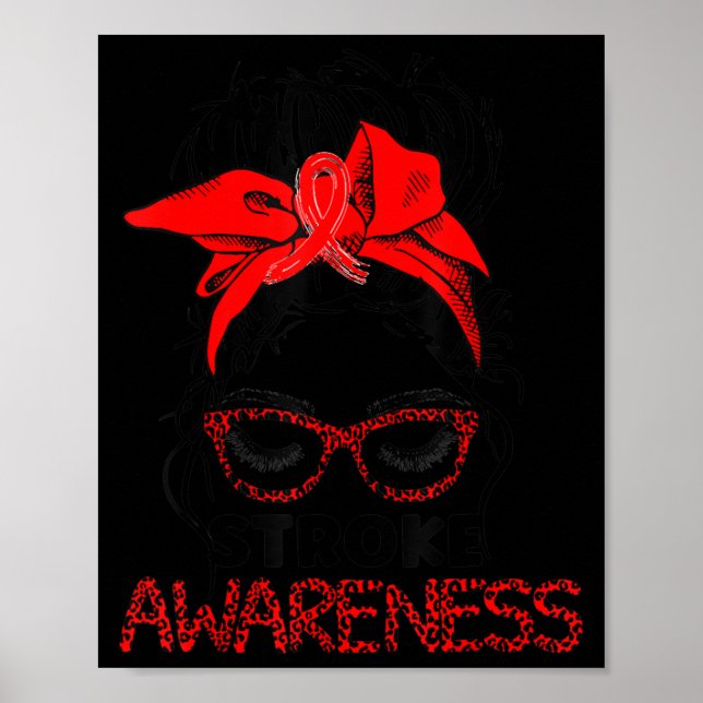 Leopard Messy Hair Bun Stroke Awareness Survivor W Poster (Front)