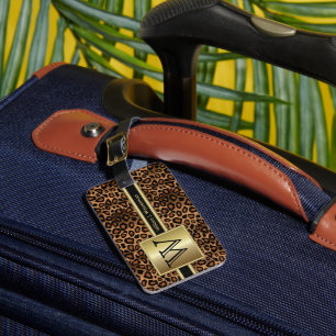 Leopard Monogram Executive Style Luggage Tag