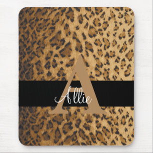 Leopard Monogram Initial Letter A Computer Mouse Mat
