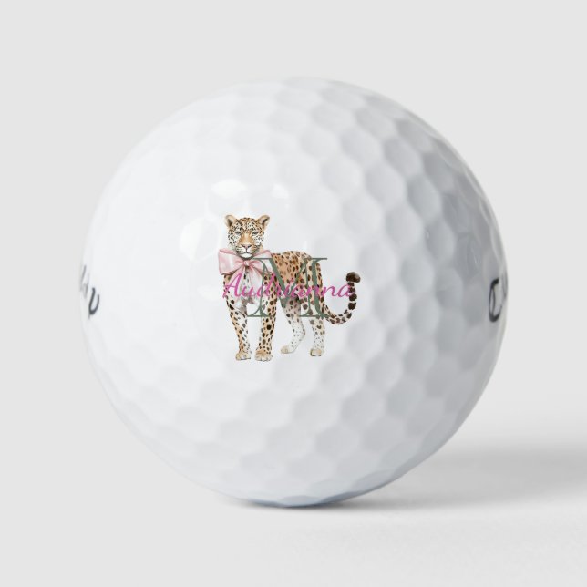 Leopard Monogram Name Golf Balls (Front)