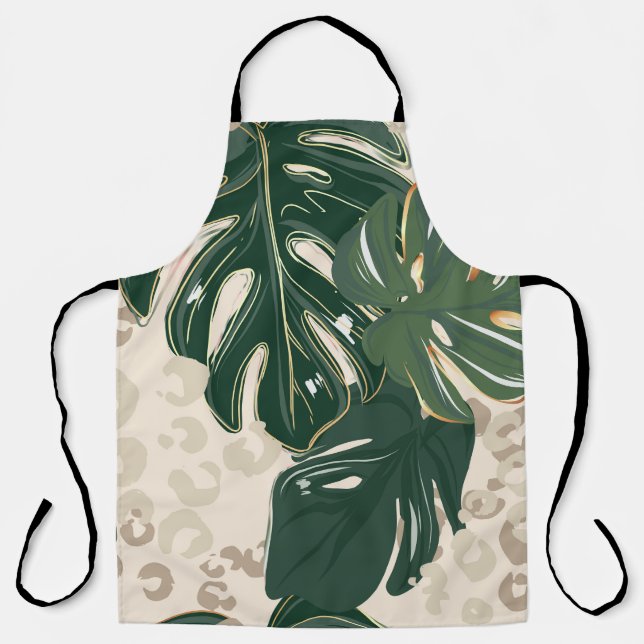 Leopard Monstera: Jungle Print Vintage. Apron (Front)