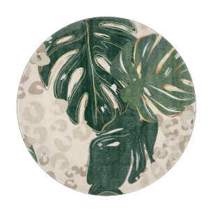 Leopard Monstera: Jungle Print Vintage. Cutting Board