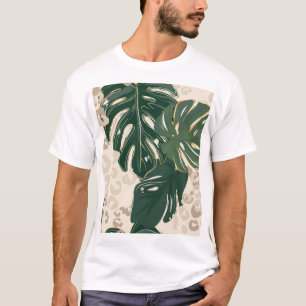 Leopard Monstera: Jungle Print Vintage. T-Shirt