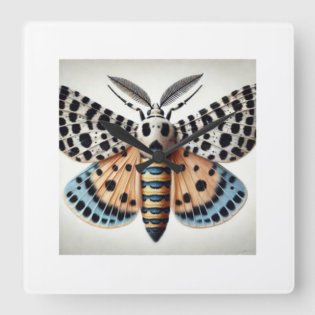 Leopard Moth 170924IREF228 - Watercolor Square Wall Clock (Front)