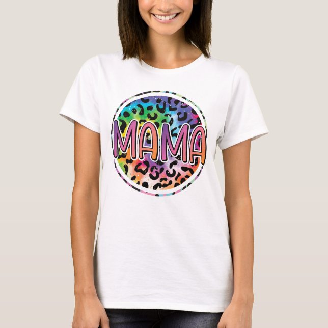 leopard mum mama circle mum gift funny T-Shirt (Front)