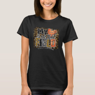Leopard My Heart Is On That Field Basketball Mum T-Shirt