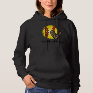 Leopard My Heart Is On That Field Softball Game Da Hoodie