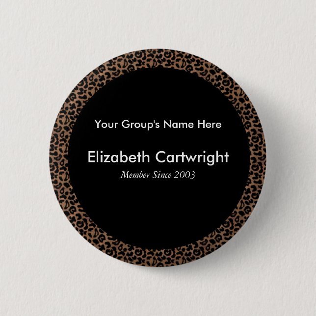 Leopard Name Tag 6 Cm Round Badge (Front)