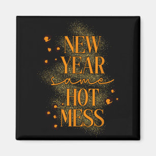 Leopard New Year Same Hot Mess New Year's Eve Reso Magnet