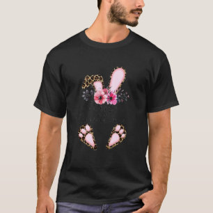 Leopard Nurse Practitioner Bunny Flowers Happy Eas T-Shirt