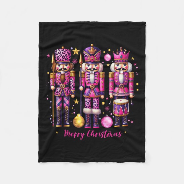 Leopard Nutcracker Nk Christmas 2024 Xmas Pyjamas  Fleece Blanket (Front)