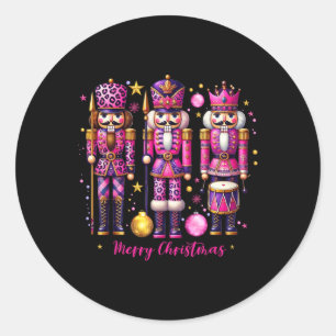 Leopard Nutcracker Pink Christmas 2024 Xmas Pajama Classic Round Sticker