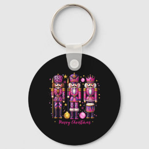 Leopard Nutcracker Pink Christmas 2024 Xmas Pajama Key Ring