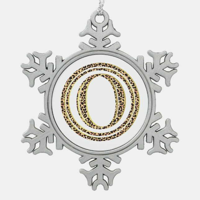 Leopard O Snowflake Pewter Christmas Ornament (Front)