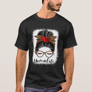 Leopard Oma Life Bleaches Messy Hair Bun Mother s T-Shirt