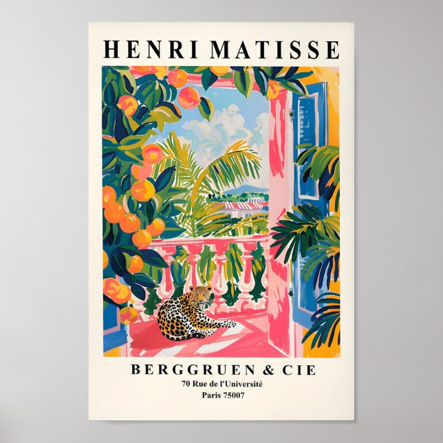 Leopard On A Balcony, Matisse Print, Beachy Decor, Poster (Front)