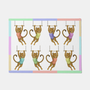 Leopard on a trapeze Beach Towel Doormat