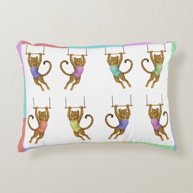 Leopard on a trapeze decorative cushion (Front)
