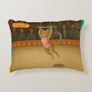 Leopard on a trapeze decorative cushion
