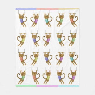 Leopard on a trapeze fleece blanket