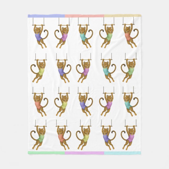 Leopard on a trapeze fleece blanket (Front)