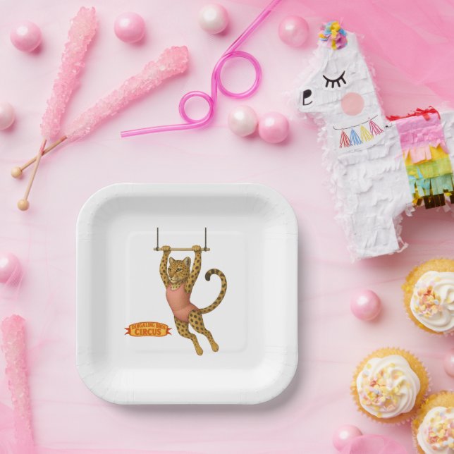 Leopard on a trapeze paper plate (Party)