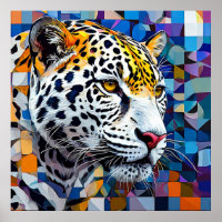 Leopard on blue background