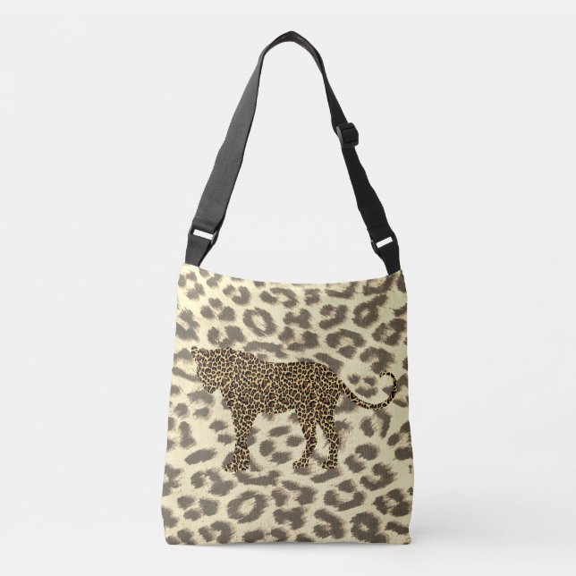 leopard on leopard faux fur cross body bag (Front)