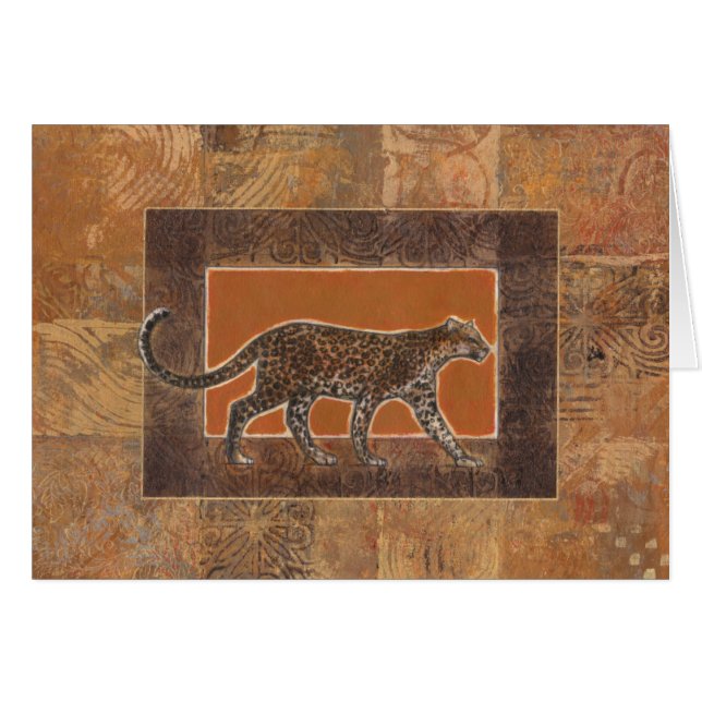 Leopard on Orange and Brown Background (Front Horizontal)