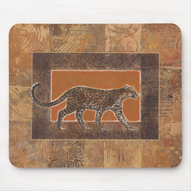 Leopard on Orange and Brown Background Mouse Mat (Front)