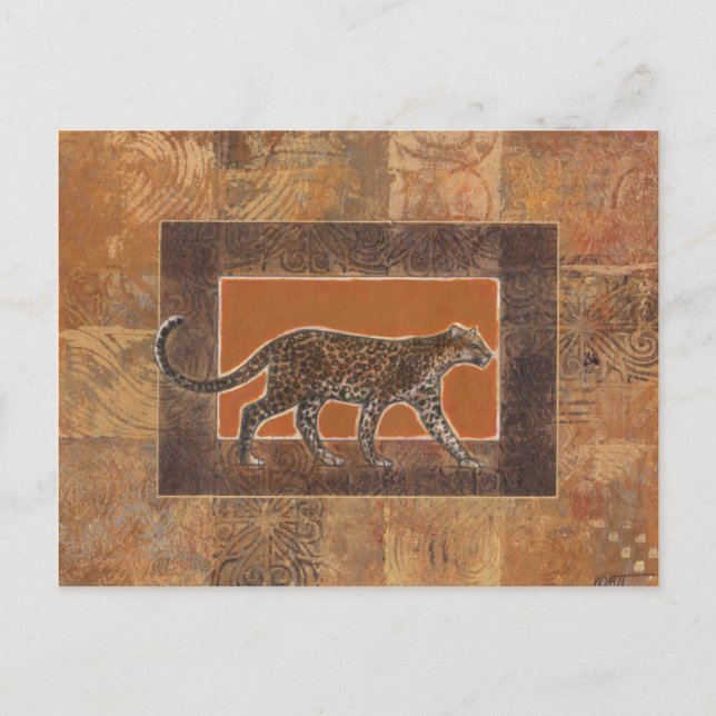 Leopard on Orange and Brown Background Postcard (Front)