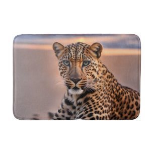 Leopard on the beach bath mat