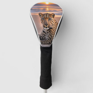 Leopard on the beach golf head cover