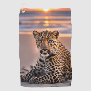 Leopard on the beach golf towel