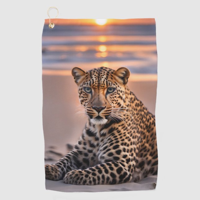 Leopard on the beach golf towel (Front)