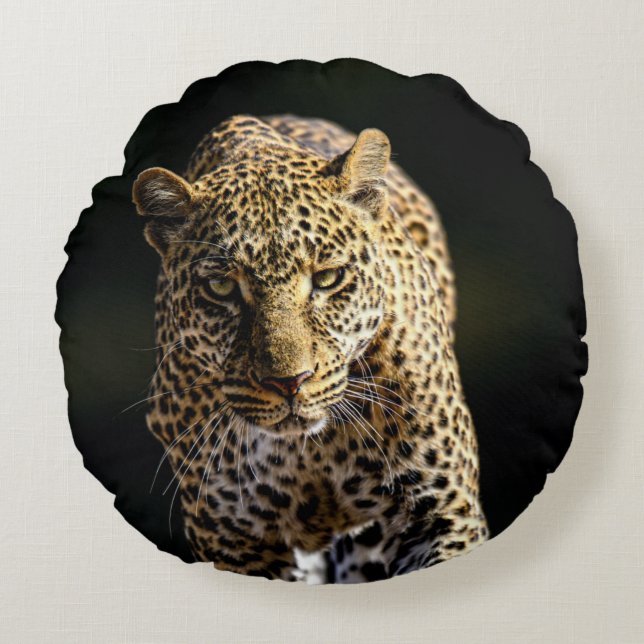 Leopard on the Prowl Round Cushion (Front)