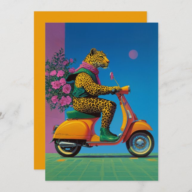 Leopard on Wheels: A Stylish Ride, Invitation (Front/Back)