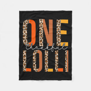 Leopard One Thankful Lolli Fall Vibes Thanksgiving Fleece Blanket