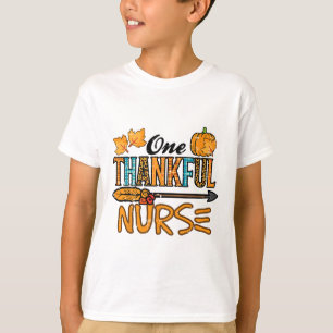Leopard One Thankful Nurse Thanksgiving Fall Scrub T-Shirt
