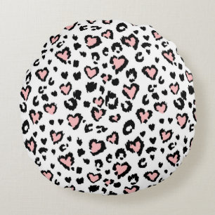 Leopard or jaguar seamless pattern, textured fashi round cushion