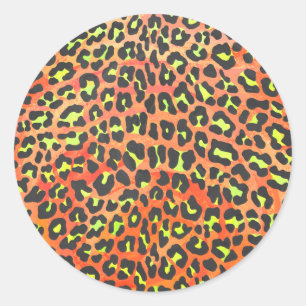 Leopard Orange and Yellow Print Classic Round Sticker