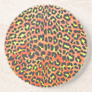 Leopard Orange and Yellow Print Coaster