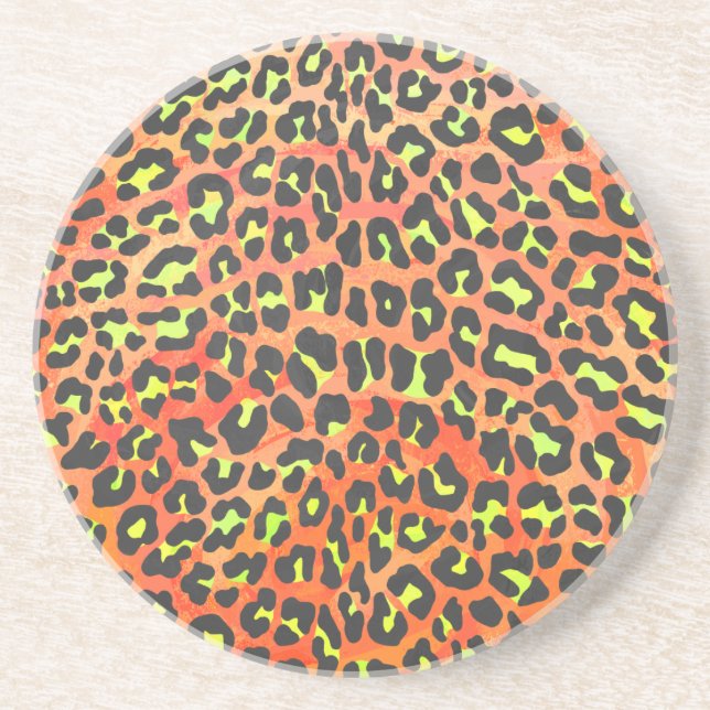 Leopard Orange and Yellow Print Coaster (Front)