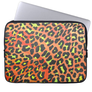 Leopard Orange and Yellow Print Laptop Sleeve